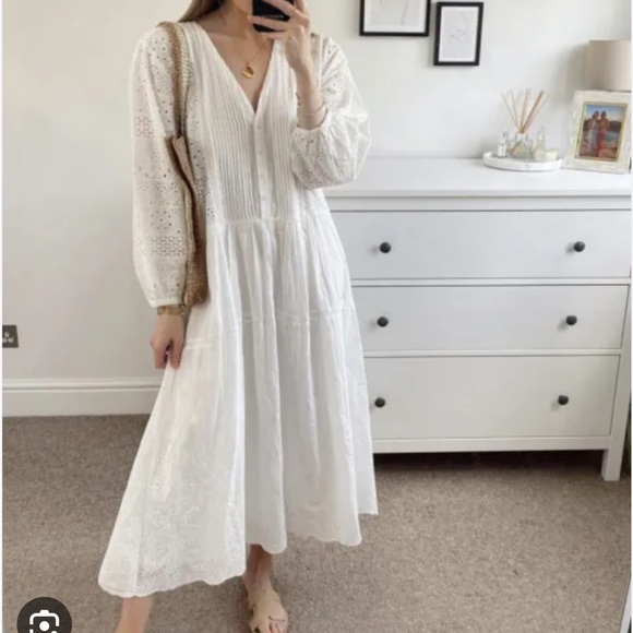 Zara Dresses Zara Embroidered Midi Dress Poshmark